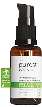 The Purest Solutions Vitamin B Complex Serum (Niacinamide 10 % + vitamin B-komplex) - Anti-sensibilisering, anti-rodnad, återställande - Vegan | Grymhetsfri | Miljövänlig (30 ml)