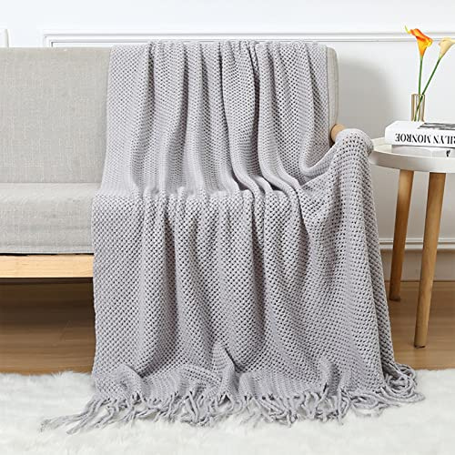 LumiSyne Manta De Punto con Borlas Transpirable Mantas Celulares Estilo Nórdica Comoda Suave Cubresofa Cubrecama Plaid Manta Decorativa para Sofá Cama Silla