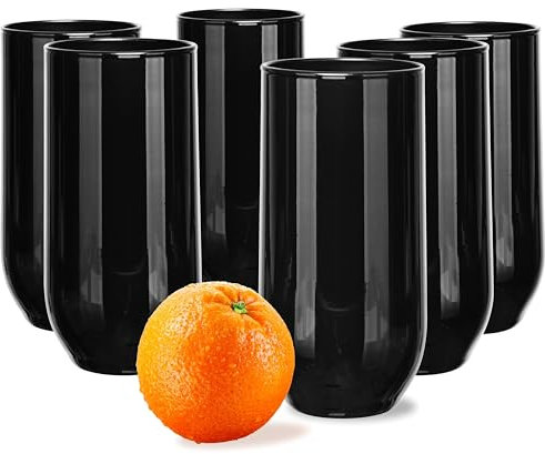 Glasmark KROSNO 1992 Juego De 6 Vasos Altos Resistentes Modernos En Vidrio Vasos Para Cócteles Agua Jugo Soda 400 ml Blanco