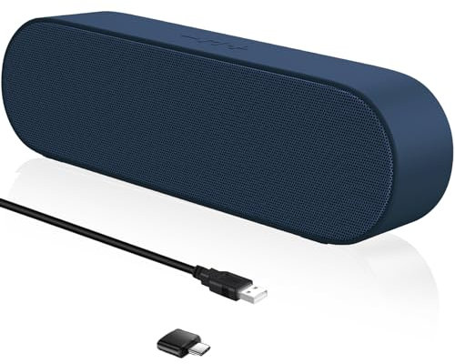 ZETIY PC Lautsprecher, USB Computer Lautsprecher mit USB-Einspeisung, PC Soundbar mit USB C Anschluss, USB Lautsprecher PC für Desktop, Laptop, Notebook, Plug and Play （Blau）