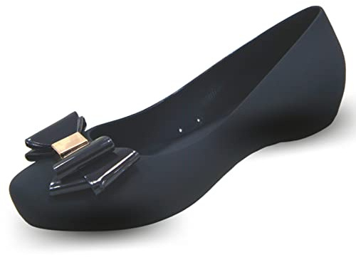 IVACHY Womens Jelly Ballet Shoes, Bow Details Slip-On Flats, Comfy Ladies Casual Wear Every-Day Closed Toe Ballerina Pumps Pink