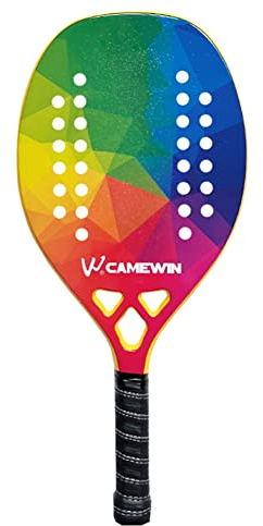 Raqueta De Tenis De Playa Cara De Grano De Fibra De Carbono, Núcleo De Espuma De Memoria EVA Raqueta De Paddle De Tenis De Playa Profesional con Bolsa De Transporte, Equipo De Deportes De Playa