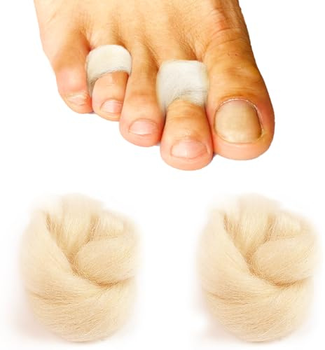 Reppkyh Lana de cordero para dedos de los pies, cojín suave para pies separador de dedos de corderos, almohadillas de lana de maíz, almohadillas para prevenir ampollas, juanetes, callos