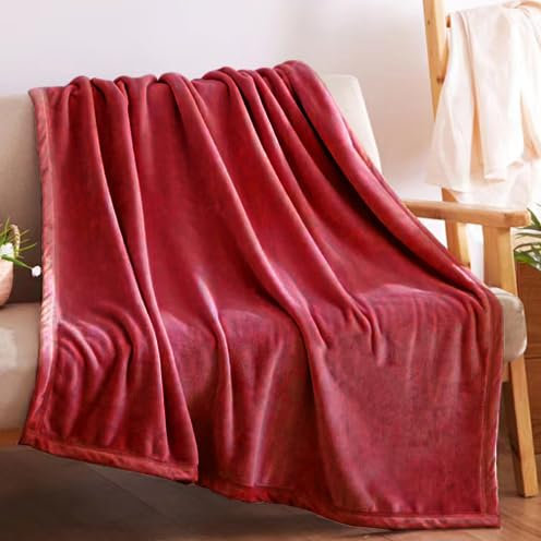 PLUS HOME Manta Sofa Grande Invierno - Manta Cama Regalo(Rojo) (130x160)