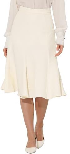 Allegra K Jupe Évasée Mi-Longue Femme avec Fermeture Éclair Latérale Jupe A-Ligne Taille Haute Jupes Trapèzes Élégantes