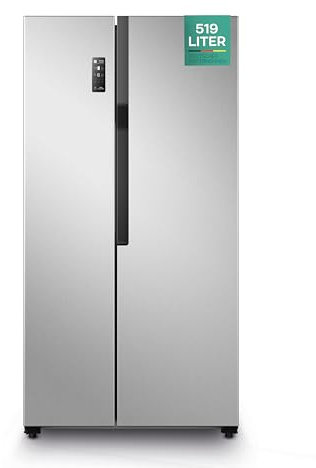 HEINRICHS Side-by-Side Kühlschrank, Kühlgefrierkombination mit 519L Mega Gesamtvolumen, NO-FROST Funktion, 185L Gefriervolumen, LED Beleuchtung,Touch-Bedienung, Multi-Airflow-System, Inox Heinrich´s