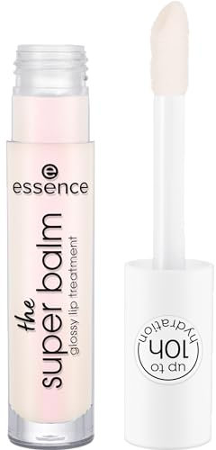 essence the SUPER BALM Glossy lip treatment Baume à lèvres n° 01 transparent, hydratant, végétalien, sans conservateur, sans paraben, sans particules de microplastique, 1 paquet (5 ml)