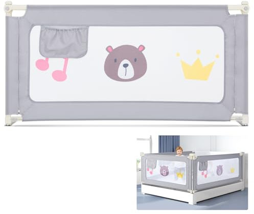 GUUSII HOME Rausfallschutz Bett Bettgitter Kinderbett Bettschutzgitter Elternbett Schutz Rausfallen Kinder Fallschutz 25 Stufen Verstellbare Höhe Hochsicheres Maschine Waschbar Baby Bed Rails(1 Stück