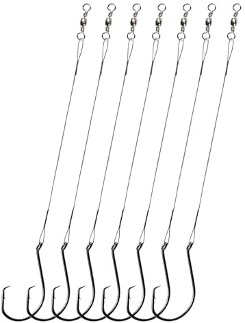 YVUDW Pre-Rigged Fishing Hooks with Steel Wire Leader, Saltwater 30pcs Catfish Octopus Hooks Rig Anti-Bite Stainless Steel Trace Trout Hooks