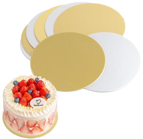 8 Stück Tortenplatte Pappe Rund, Cake Board Ø 20 cm, Tortenboden, Tortenunterlage, Kuchenplatte, Kuchenständer Karton Wiederverwendbar, für Transport Kuchen Torten, Gold & Silber