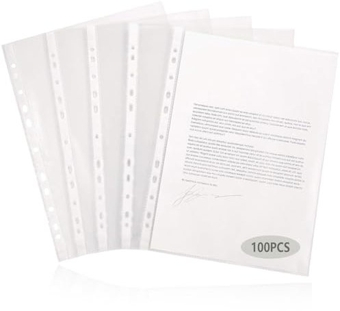 100er Pack Premium Prospekthüllen, A4 Original PP-Kunststoff Für transparent,0.05mm genarbt oben offen Klarsichtfolie Plastikhülle Klarsichthülle ideal，Sicht-Hüllen Plastikhülle für A4 Ordner Dokumen