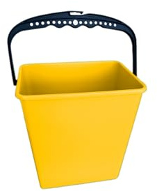 Cubeta Cuadrada 6 Lt. con asa para carritos de Limpieza institucional. Color Amarillo