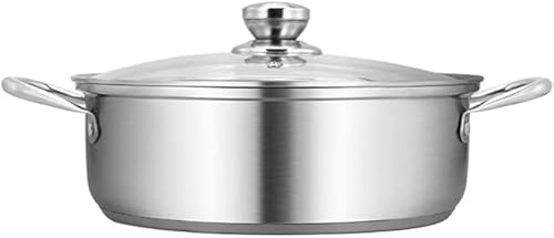 Sartén antiadherente con tapa de vidrio, superficie de cocción de acero inoxidable, gran capacidad para saltear, freír y hervir a fuego lento, esencial para la cocina duradera
