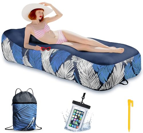 Divano Gonfiabile - Sdraio Air con Borsa Portatile Custodia Impermeabile Smartphone - 195 x 70 cm Divano Gonfiabile Materasso Lettino Campeggio Sedia da Esterno per Viaggi, Spiaggia, Mare, Piscina