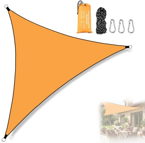 RANJIMA Sonnensegel Dreieckig 3x3x3m, Dreieck Sonnensegel Balkon Ohne Bohren Wasserdicht Segeltuch Sonnenschutz Windschutz aus Polyester mit UV Schutz für Garten Terrasse Balkon Outdoor Camping