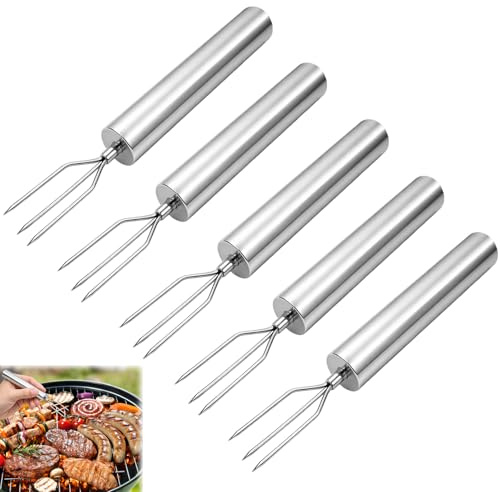 Forchette per patate, 5 pezzi, riutilizzabili per patate, set di utensili per barbecue portatili, forchetta per patate in acciaio inox