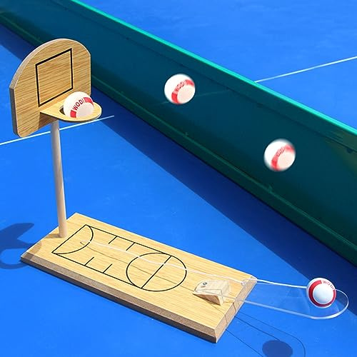 Plyisty Bordsbasketspel i trä, Skjutleksak med Fingerbasketbåge för Barn, Interaktion med Förälder och Barn för Bordsbasket