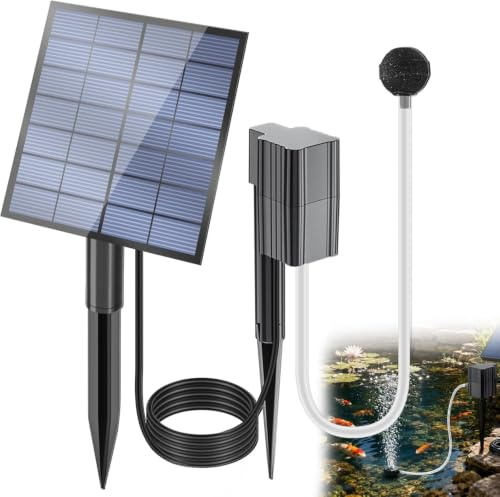 Aérateur de bassin solaire de 2,5 W avec pompe à air, aérateur de bassin à énergie solaire avec tuyau de pierres à bulles d'air, pour étang, fontaine, bain d'oiseaux, décoration de jardin, cyclisme