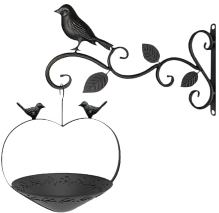 Colcolo Mangeoire Murale pour Oiseaux, Distributeur Nourriture pour Oiseaux, décoration au Design rétro, Station d'alimentation Facile à Installer pour, Noir