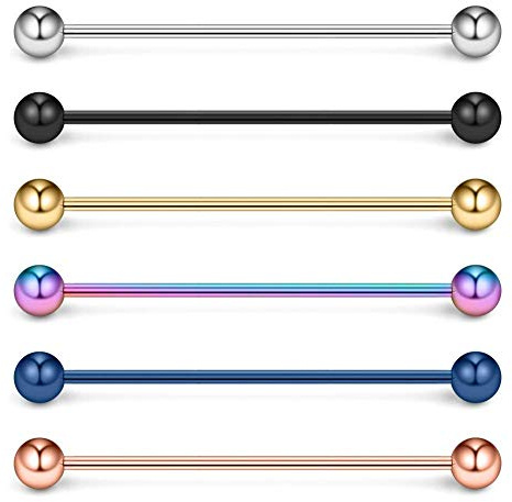 Funseedrr 6er Piercing Industrial Barbell aus 316L Edelstahl 32mm Ohr Piercing Schmuck