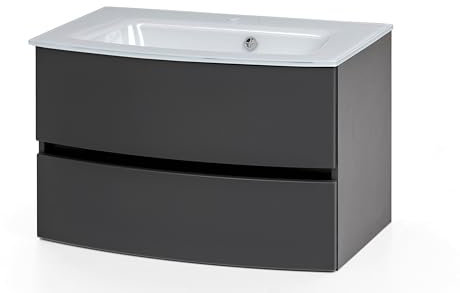 Kornel Waschtisch, 80 cm, mit weißem Becken, Graphitgrau