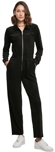 Urban Classics Damen Ladies Velvet Rib Boiler Suit Sweatshirt, Schwarz, S EU
