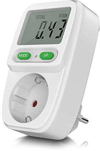 CSL - Stromzähler Steckdose - Energiekostenmessgerät Stromkostenmessgerät - Standby Verbrauchsmessung ab 0,2W - effektive Kostenüberwachung - 3680W - integrierter erhöhter Berührungsschutz