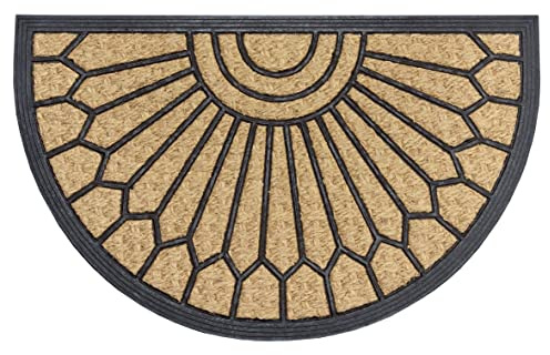 Hanse Home Felpudo semicircular de Coco y Goma, para Interior y Exterior, Felpudo atrapa la Suciedad, Natural, Alfombrilla de Coco para Exteriores, Resistente a la Intemperie y Antideslizante, para