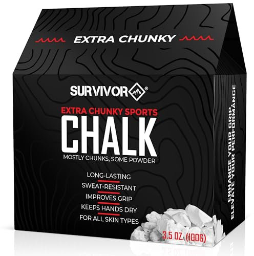 SURVIVOR Gym Chalk - Extra Chunky Kletterkreide, Lifting Chalk, Gymnastikkreide - Reines Magnesiumcarbonat Handkreide Pulver, Gewichtheberkreide Gym - Kletterkreide für Gewichtheben & mehr