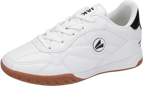 JAKO Kinder Fußball Schuhe Training Sport Jungen Fussballschuhe NonMarking Hallenschuhe Sportschuhe J-SI Signature in Weiß/Schwarz in Größe 28