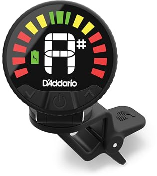 Accordeur de violoncelle et de basse rechargeable D'Addario Nexxus 360 - Accordeur à pince pour violoncelle et basse - Arrêt automatique - Écran LED couleur réglable