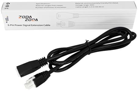 Zodazoqa 4.92 FT. (1.5 m) 6-Pin Smart Height-Adjustable Desk Motor Control Cable Power Signal Extension Cable Male to Female Extension Power Cord 5557 Swivel Female