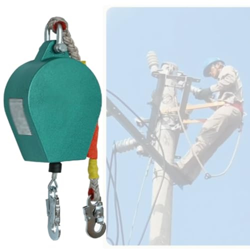 Cavo di salvataggio autoritrattante con doppia serratura di sicurezza, capacità 150 kg, 60 m, gancio in lega di acciaio, ideale per la costruzione di protezione anticaduta