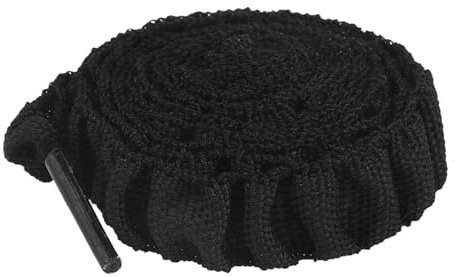 Elerevyo Lacci per Scarpe Elastici Plissettati in Tinta Unita con Nastro Arricciato per Scarpe da Ginnastica 2 Paia Nero 80cm/31.5