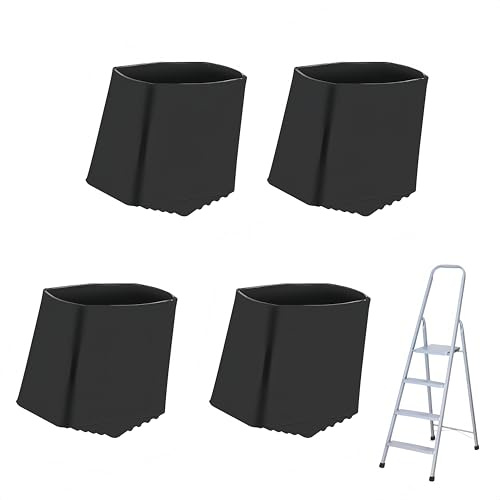 4 stycken stegfötter halkfria stegfötter, lämplig för 2 x 4 cm fyrkantiga rörstege, halkfria och nötningsbeständiga stegfotskydd, lämpliga för hushåll och bygg, oumbärliga för säker klättring
