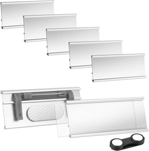 AOOTE Badges Nominatifs Magnétiques, 5 Pcs Porte Nom Magnétique Aluminium,Badge Aimanté avec double aimant puissant,Badges Magnétiques pour Chemise Veste (Aluminium)