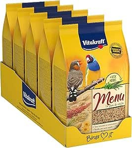 Vitakraft Menu - Aliment Complet pour Oiseaux Exotiques - Riche en vitamines, minéraux et Oligo-éléments - Recette sans sucres ajoutés (5 x 900g)