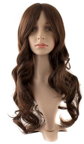 MapofBeauty charmante Kunststoff Faser lange wellige Perücke Frauen Party volle Perücken (hellbraun)