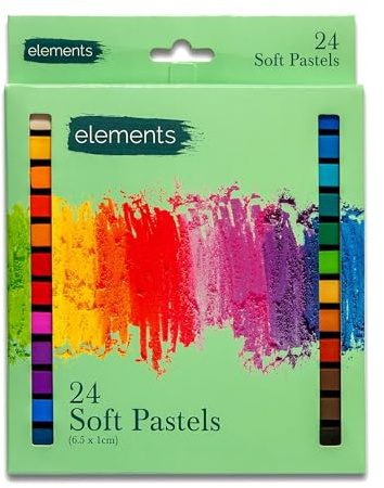 Elements Soft Pastel Chalk Set – Pack of 24 Large Colour Pastels for Drawing, Portrait Sketching, Painting, and Art – Professional Artist Pastels, Set of Coloured Pencils for Adults (6.5 x 1 cm)