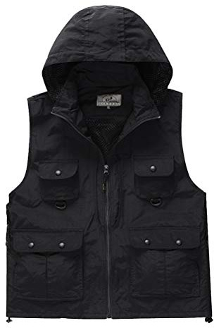 Daoba Uomo Donna Cappuccio Gilet per Sport Outdoor capacità Multi-Tasche Adatto alla Caccia Pesca Fotografia Impermeabile