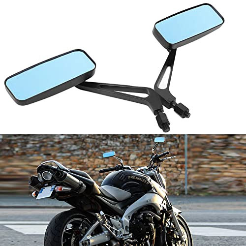 DREAMIZER 8mm 10mm Motorrad Rechteck Rückspiegel, Retro-Stil Motorrad Seitenspiegel Ersatz für Street Bikes Sport Bikes Chopper Cruiser Scooter