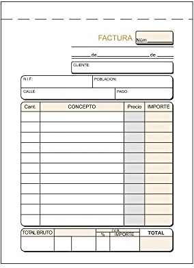 CABLEPELADO Talonario facturas | Libro de factura | Factura simplificada | Sin copia | Papel litográfico | Encolados con matriz de corte | Tamaño A6 - (14.8 cm x 10.5 cm) | Castellano | 80 hojas