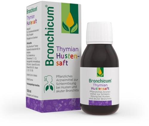 Bronchicum Thymian Hustensaft | Pflanzlicher Hustenlöser geeignet für Säuglinge | Erkältungssaft zur Schleimlösung bei Husten und akuter Bronchitis | 100 ml