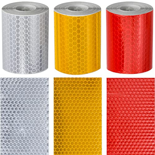 BLUESEABUY 3 Rouleau Ruban Réfléchissant Adhésif 3m x 50 mm Bande Autocollants Reflechissante Réflecteur de Rayon de Vélo Catadioptre pour Véhicules Voitures Remorques Vélos Casques