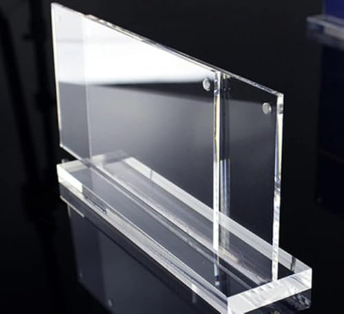 10 x 15cm Acryl-Bilderrahmen, T-Form, klar, rahmenlos, schwimmendes Display mit Basis, horizontale magnetische Rahmen, doppelseitige Tischplatte, Ständer für Hochzeit, Menü, Werbehalter