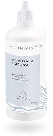 MAGNIVISION Kochsalzlösung, 100ml (Reisegröße) Kochsalzlösung für Kontaktlinsen, zum Abspülen von weichen & harten Kontaktlinsen, boratfrei, Made in Europe