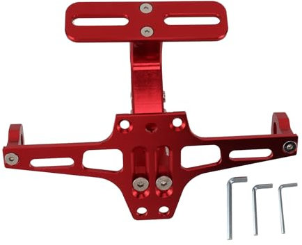 Support de Plaque D'immatriculation de Moto, Support de Plaque D'immatriculation de Moto Réglable en Alliage D'aluminium CNC Universel (rouge)