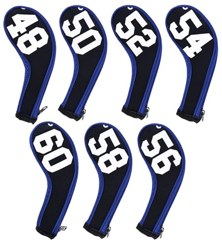 Andux Lot de 7 housses de club de golf avec fermeture éclair Noir/bleu