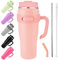 ATMWM 40oz Thermobecher mit Deckel und Strohhalm, 1180 ML Doppelwandiger Edelstahl Vakuum Auslaufsicher Trinkbecher, Kalte Heiße Getränke Isolierbecher für Zuhause Reisen (Rosa)