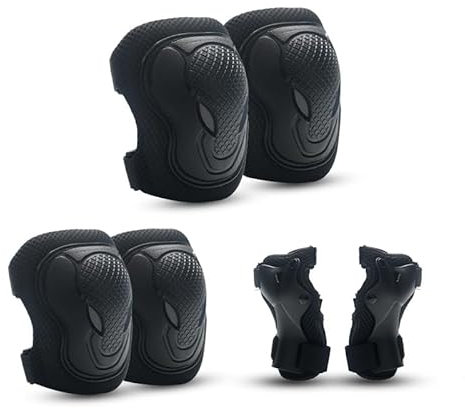 Knieschützer Kinder, Knie und Ellenbogenschützer Kinder, Knieschoner Set, Schützer Inliner Kinder, Protektoren Kinder 3-8 für Skateboard, Radfahren (Ellenbogen, Knieschützer, Handgelenk) (Schwarz)